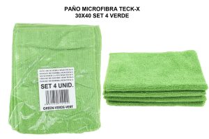 PAÑO MICROFIBRA TECK-X 30X40 - VERDE SET4PC