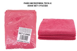 PAÑO MICROFIBRA TECK-X 30X40 - FUCSIA SET4PC