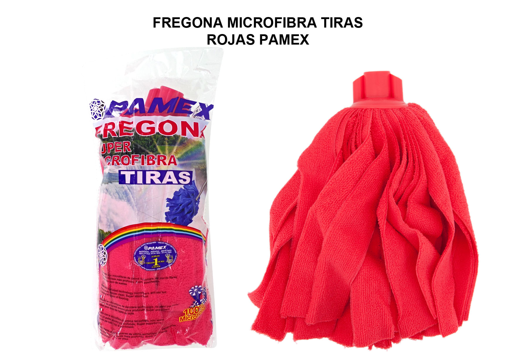 Fregona microfibra tiras rojo 160g