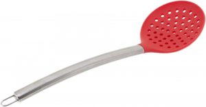 ESPUMADERA DE SILICONA CON MANGO ACERO INOX ROJA