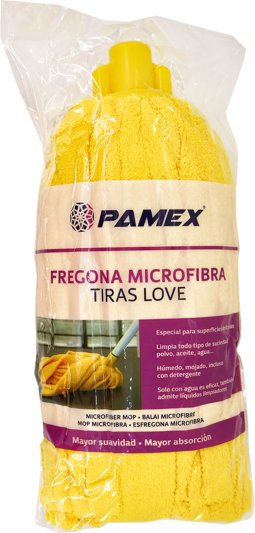 FREGONA MICROFIBRA TIRAS LOVE AMARILLA
